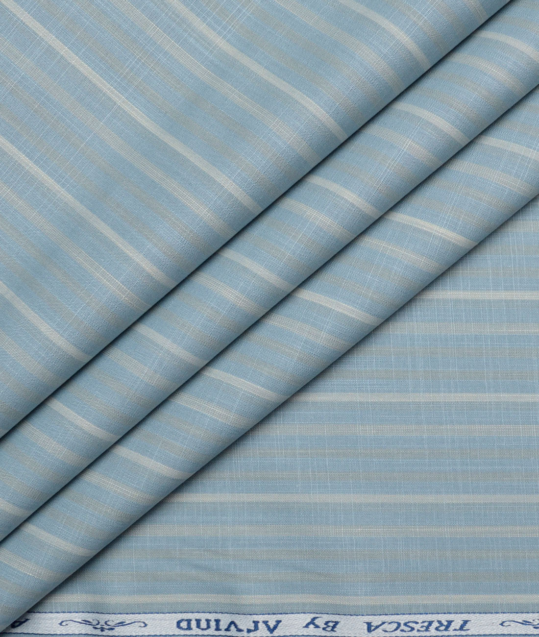 Tresca by Arvind Superfine Cotton Striped Shirting Fabric (Opal Blue) - Image 1