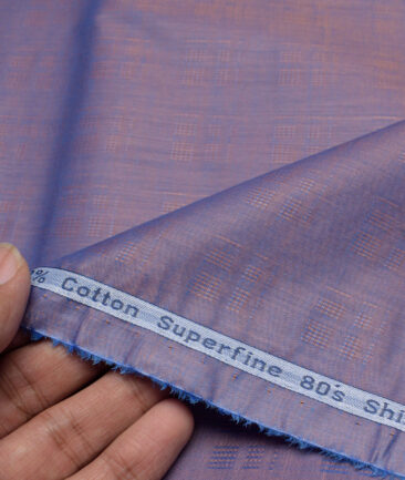 Tresca by Arvind 2 Ply 80's Giza Cotton Self Design Paper Cotton or Lawn Shirt or Kurta Fabric (Deep Lavender Purple) - Image 2