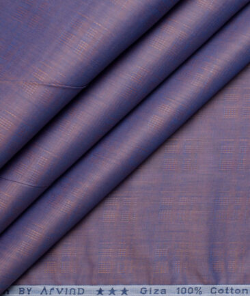 Tresca by Arvind 2 Ply 80's Giza Cotton Self Design Paper Cotton or Lawn Shirt or Kurta Fabric (Deep Lavender Purple)