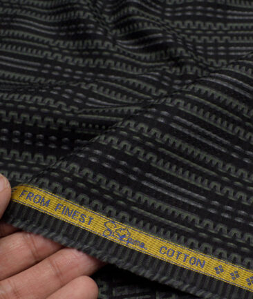 Luthai  Supima Cotton Striped Shirting Fabric (Black)