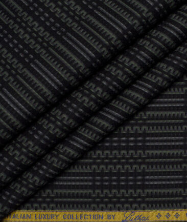 Luthai  Supima Cotton Striped Shirting Fabric (Black)