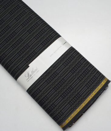 Luthai  Supima Cotton Striped Shirting Fabric (Black)