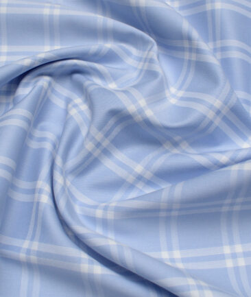 Luthai  Supima Cotton Checks Shirting Fabric (Light Blue)