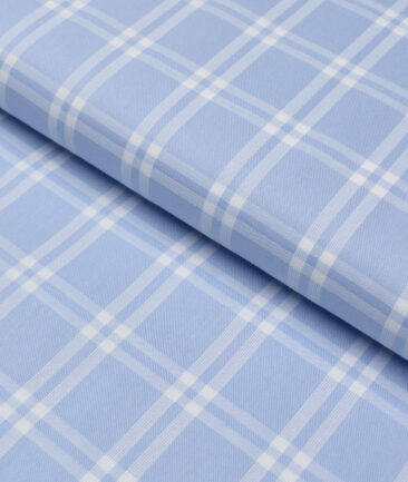 Luthai  Supima Cotton Checks Shirting Fabric (Light Blue)