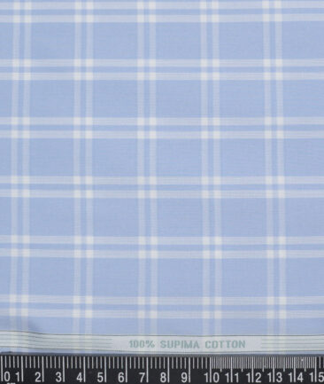 Luthai  Supima Cotton Checks Shirting Fabric (Light Blue)