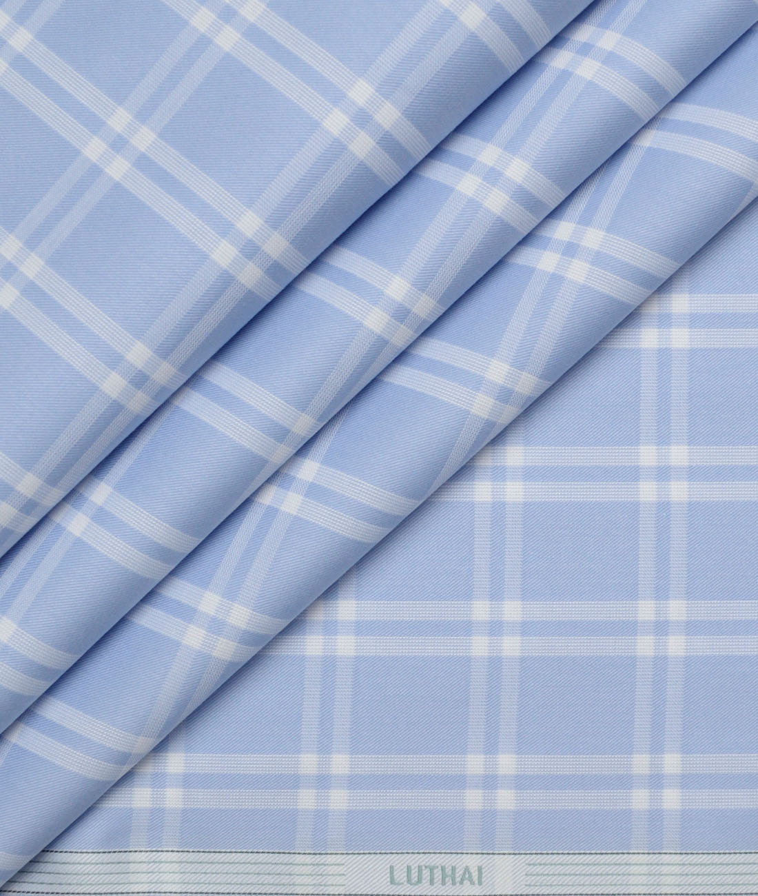 Luthai Supima Cotton Checks Shirting Fabric (Light Blue) Luthai Supima Cotton Checks Shirting Fabric (Light Blue)