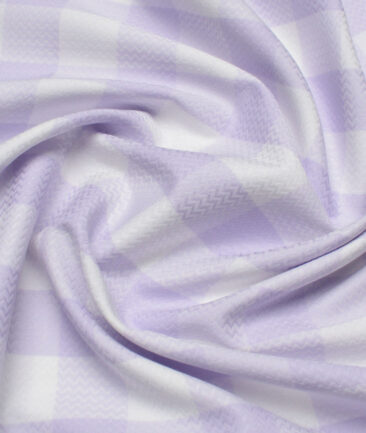 Luthai  Supima Cotton Checks Shirting Fabric (White & Purple)