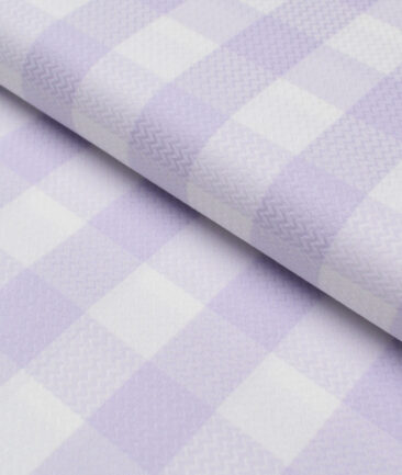 Luthai  Supima Cotton Checks Shirting Fabric (White & Purple)