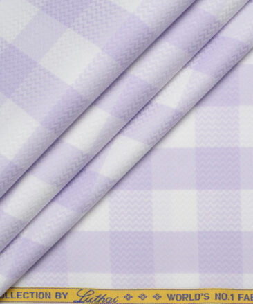 Luthai  Supima Cotton Checks Shirting Fabric (White & Purple)