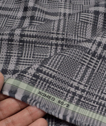 Luthai 2 Ply 80's Supima Cotton Checks Shirting Fabric (Grey)