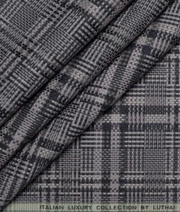 Luthai 2 Ply 80's Supima Cotton Checks Shirting Fabric (Grey)