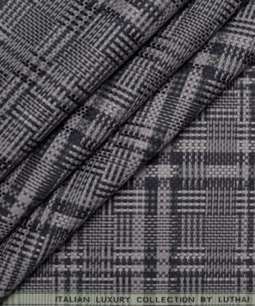 Luthai 2 Ply 80's Supima Cotton Checks Shirting Fabric (Grey)