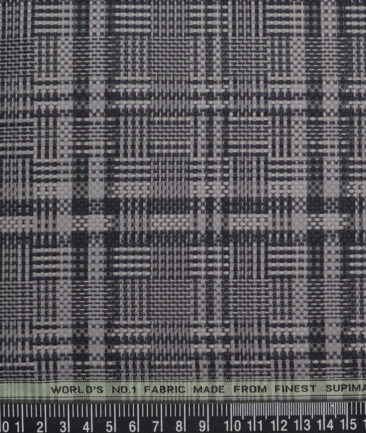 Luthai 2 Ply 80's Supima Cotton Checks Shirting Fabric (Grey)