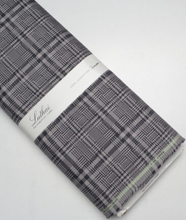 Luthai 2 Ply 80's Supima Cotton Checks Shirting Fabric (Grey)
