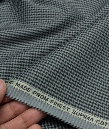 Luthai  Supima Cotton Self Design Shirting Fabric (Greenish Grey)