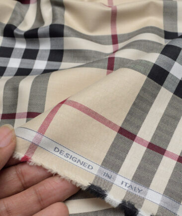 Tessitura Monti  Giza Cotton Checks Shirting Fabric (Beige)