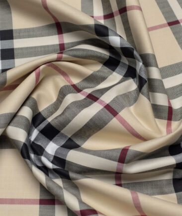 Tessitura Monti  Giza Cotton Checks Shirting Fabric (Beige)