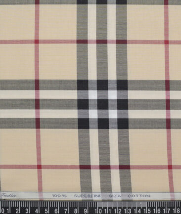 Tessitura Monti  Giza Cotton Checks Shirting Fabric (Beige)