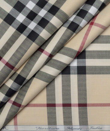 Tessitura Monti  Giza Cotton Checks Shirting Fabric (Beige)