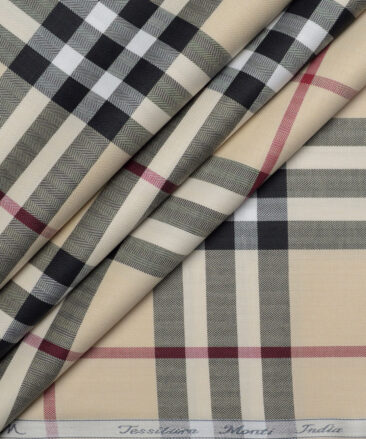 Tessitura Monti  Giza Cotton Checks Shirting Fabric (Beige)