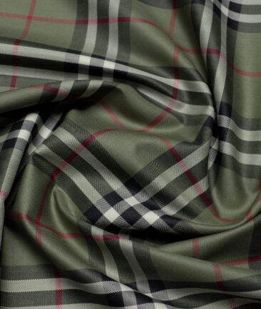 Tessitura Monti  Giza Cotton Checks Shirting Fabric (Olive Green)