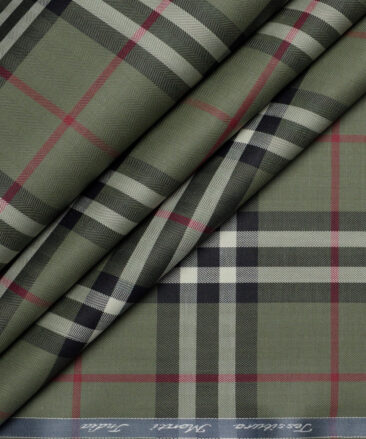 Tessitura Monti  Giza Cotton Checks Shirting Fabric (Olive Green)