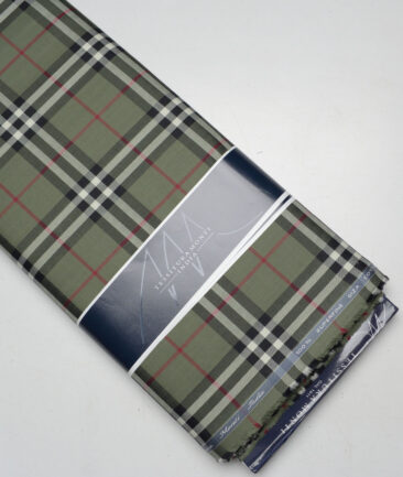 Tessitura Monti  Giza Cotton Checks Shirting Fabric (Olive Green)
