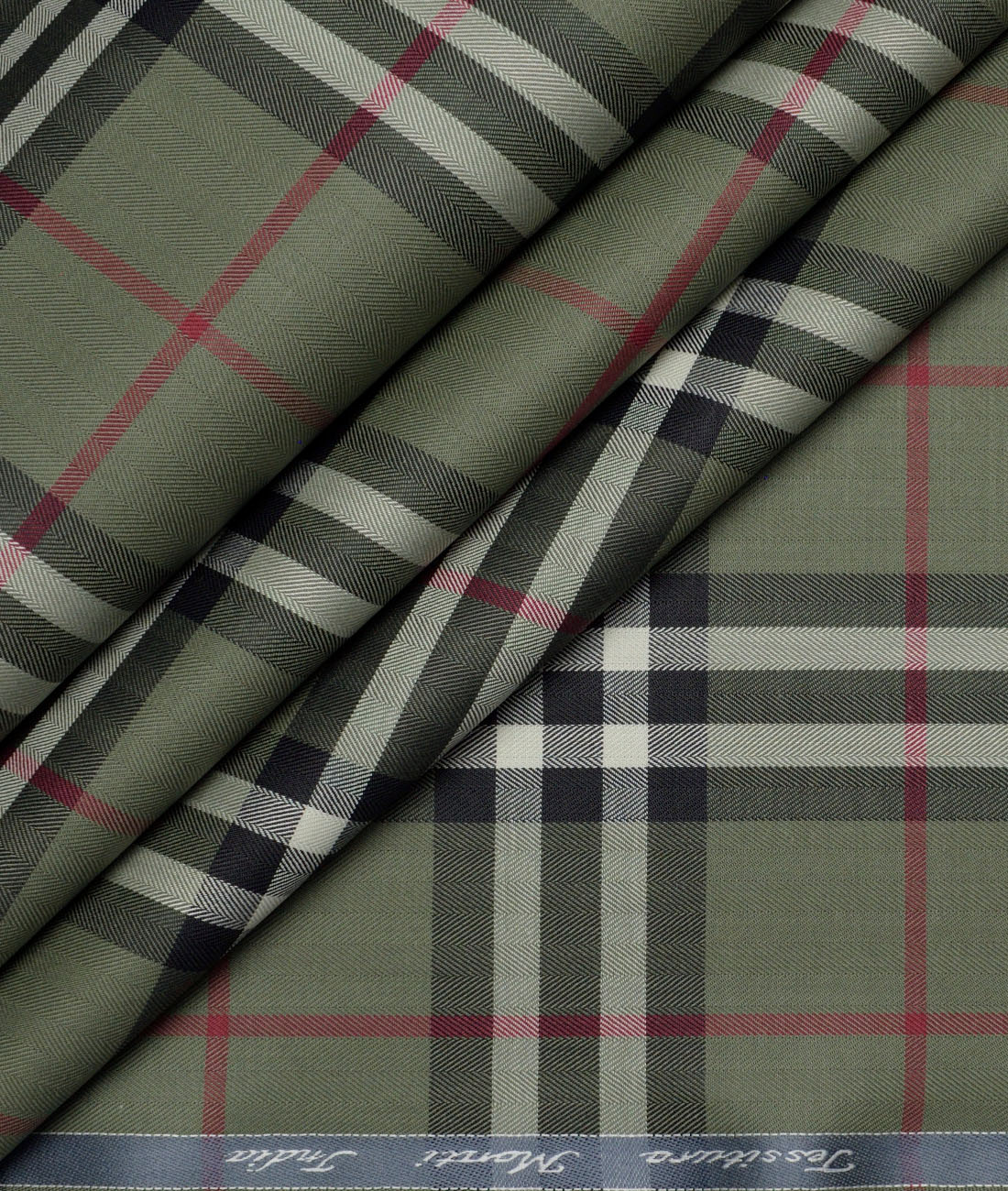 Tessitura Monti Giza Cotton Checks Shirting Fabric (Olive Green) Tessitura Monti Giza Cotton Checks Shirting Fabric (Olive Green)