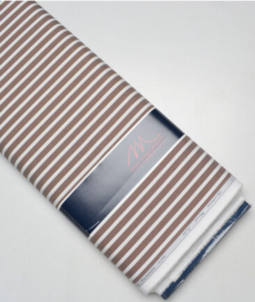 Tessitura Monti  Giza Cotton Striped Shirting Fabric (Brown & White)