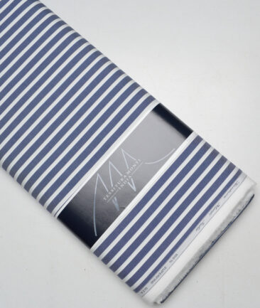 Tessitura Monti  Giza Cotton Striped Shirting Fabric (Denim Blue & White)