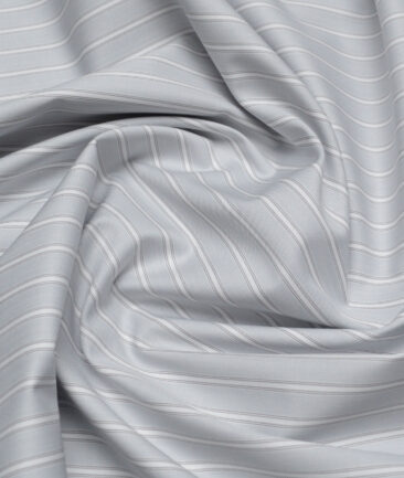 Tessitura Monti  Giza Cotton Striped Shirting Fabric (Light Grey)