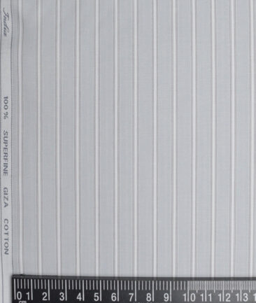 Tessitura Monti  Giza Cotton Striped Shirting Fabric (Light Grey)