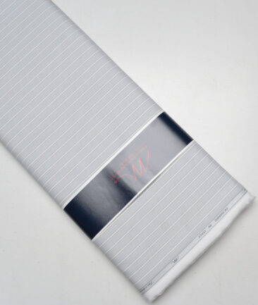 Tessitura Monti  Giza Cotton Striped Shirting Fabric (Light Grey)