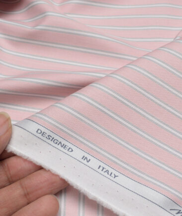 Tessitura Monti  Giza Cotton Striped Shirting Fabric (Pink)