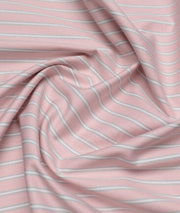 Tessitura Monti  Giza Cotton Striped Shirting Fabric (Pink)