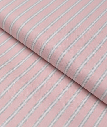 Tessitura Monti  Giza Cotton Striped Shirting Fabric (Pink)