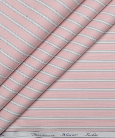 Tessitura Monti  Giza Cotton Striped Shirting Fabric (Pink)