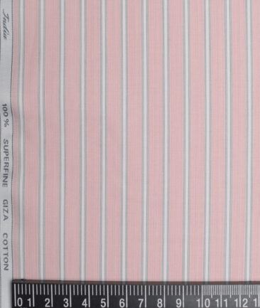 Tessitura Monti  Giza Cotton Striped Shirting Fabric (Pink)