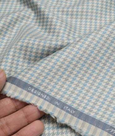 Tessitura Monti  Giza Cotton Self Design Shirting Fabric (Teal & Grey)