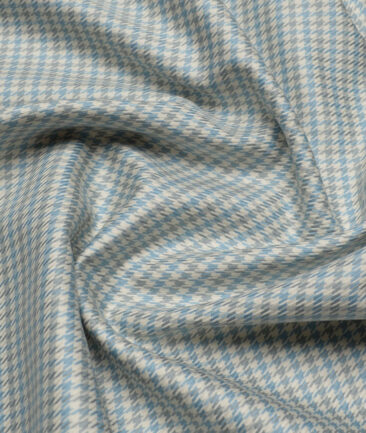 Tessitura Monti  Giza Cotton Self Design Shirting Fabric (Teal & Grey)