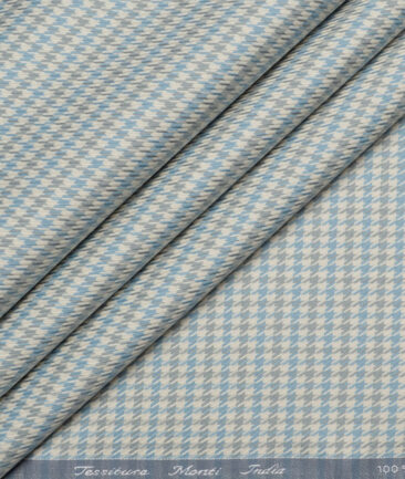 Tessitura Monti  Giza Cotton Self Design Shirting Fabric (Teal & Grey)