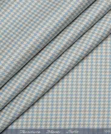 Tessitura Monti  Giza Cotton Self Design Shirting Fabric (Teal & Grey)