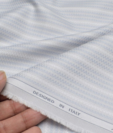 Tessitura Monti  Giza Cotton Striped Shirting Fabric (Light Grey)