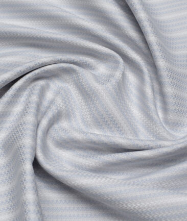 Tessitura Monti  Giza Cotton Striped Shirting Fabric (Light Grey)