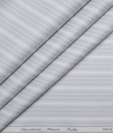 Tessitura Monti  Giza Cotton Striped Shirting Fabric (Light Grey)
