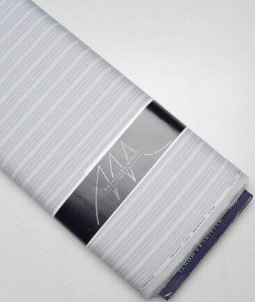 Tessitura Monti  Giza Cotton Striped Shirting Fabric (Light Grey)
