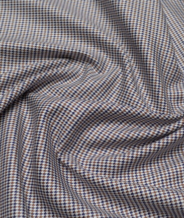 Tessitura Monti  Giza Cotton Self Design Shirting Fabric (White & Brown)