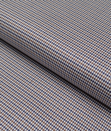 Tessitura Monti  Giza Cotton Self Design Shirting Fabric (White & Brown)