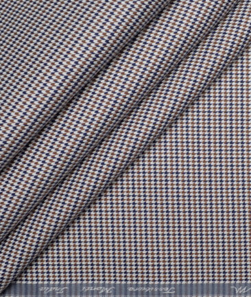 Tessitura Monti  Giza Cotton Self Design Shirting Fabric (White & Brown)