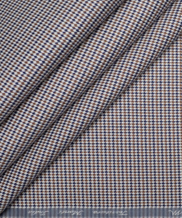 Tessitura Monti  Giza Cotton Self Design Shirting Fabric (White & Brown)